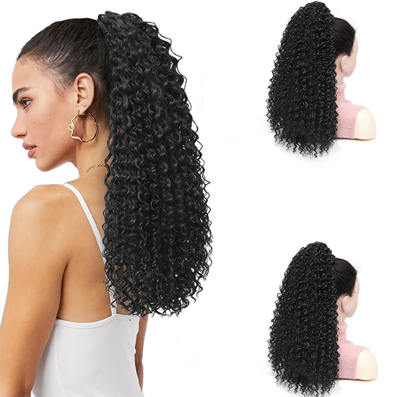 Extensiones de cola de caballo - Drawstring Afro Curly Puff Ponytail reseña y precio