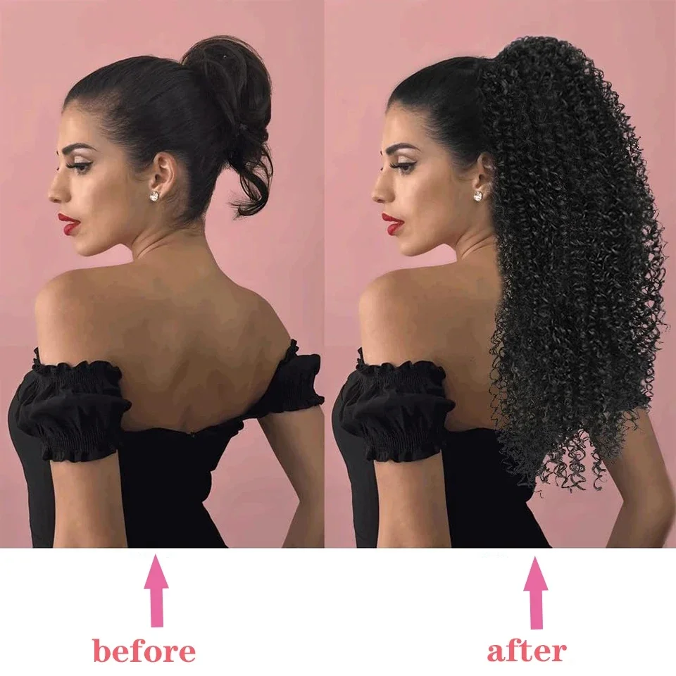 Extensiones de cola de caballo - Drawstring Afro Curly Puff Ponytail reseña y precio