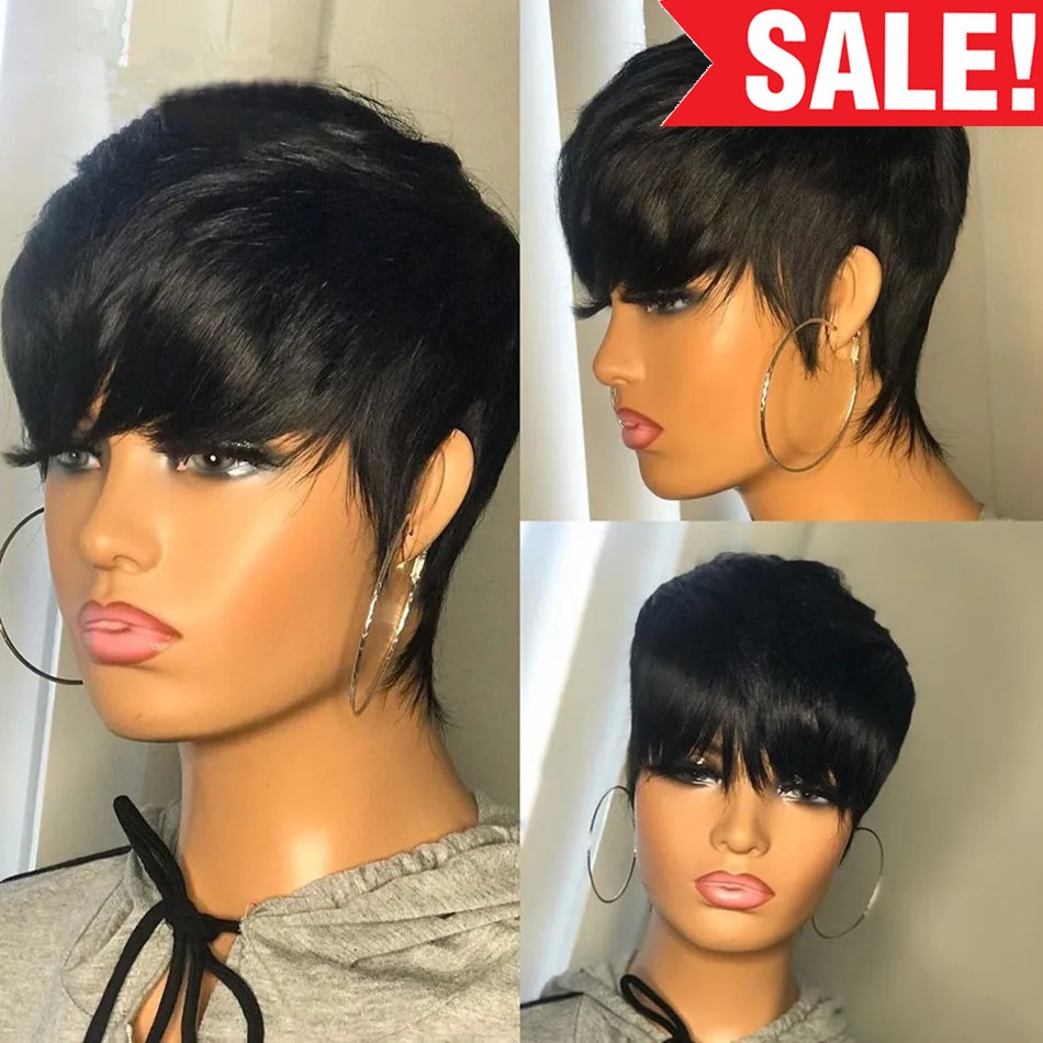 Pelucas de cabello humano cort - Short Pixie Cut Wig Human Hair Cheap reseña y precio