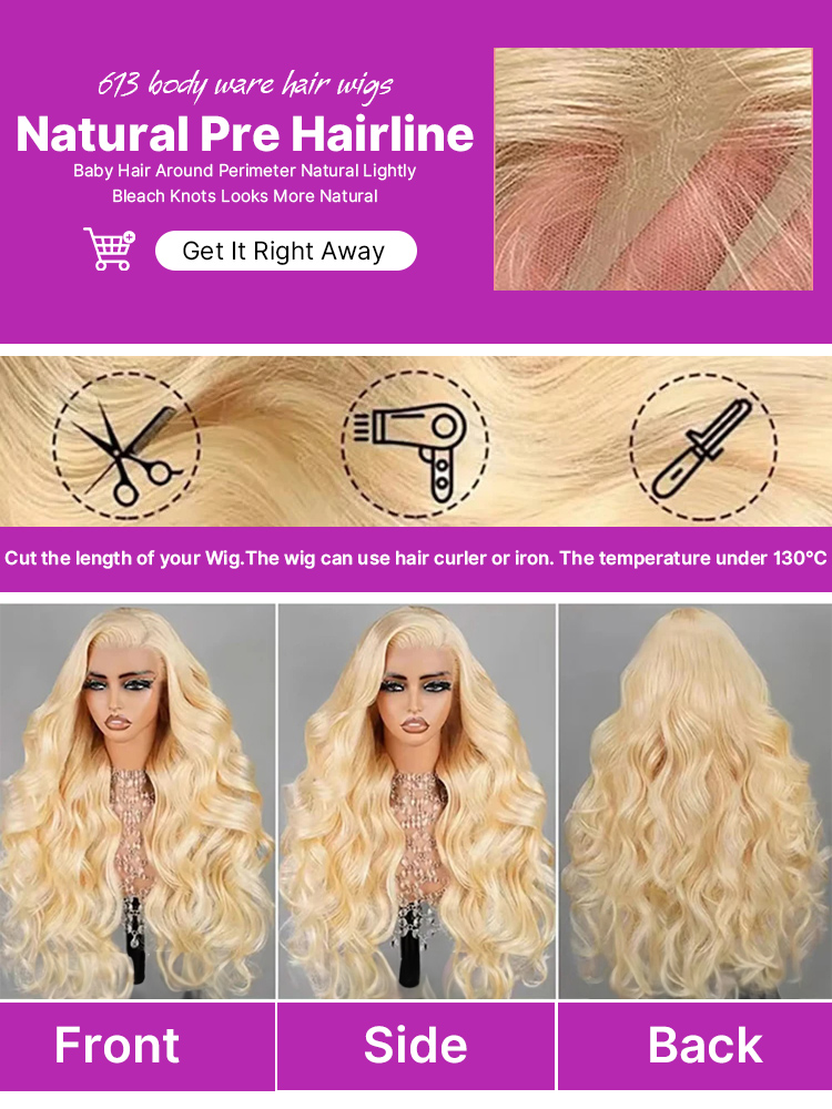 Peluca de encaje frontal ondul - 613 Blonde Body Wave Lace Front Wig reseña y precio